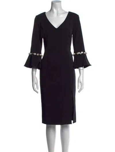Pre-owned Alberto Makali V-neck Knee-length Dress In Black
