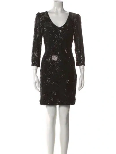 Pre-owned Alberto Makali V-neck Mini Dress In Black