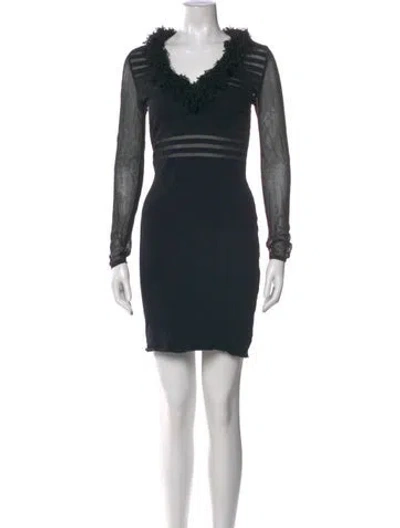 Pre-owned Alberto Makali V-neck Mini Dress In Black