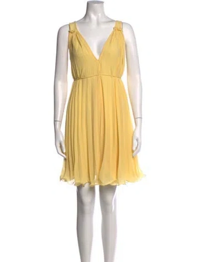 Pre-owned Alberto Makali V-neck Mini Dress W/ Tags In Yellow
