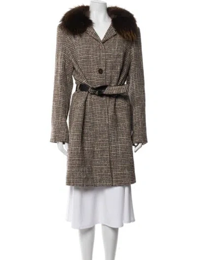 Pre-owned Alberto Makali Wool Tweed Pattern Coat In Brown