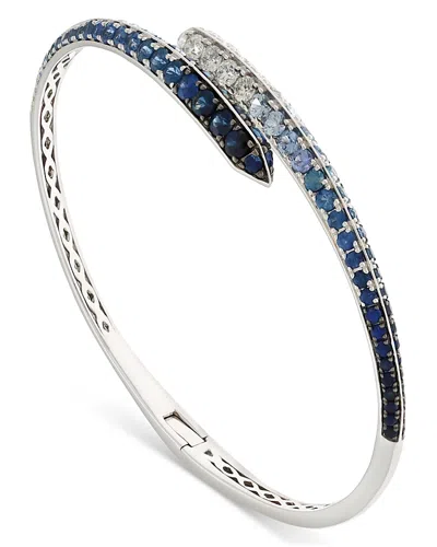 Alberto Milani 18k White Gold Via Fiori Scuri Ombre Diamond & Blue Sapphire Bypass Cuff Bracelet - Exclusive, Italy In Blue/white