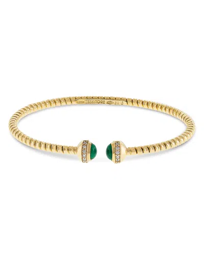 Alberto Milani 18k Yellow Gold Diamond & Malachite Via Giardino Tubogas Small Rope Bracelet