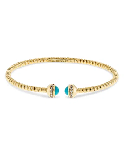 Alberto Milani 18k Yellow Gold Diamond & Turquoise Via Giardino Tubogas Small Rope Bracelet