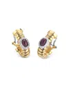 Alberto Milani 18k Yellow Gold Via Giardino Ruby & Diamond Tubogas Huggie Hoop Earrings In Gold