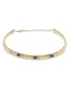 Alberto Milani 18k Yellow Gold Via Giardino Stone & Diamond Tubogas Triple Domed Collar Necklace, 12-15