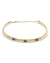 Alberto Milani 18k Yellow Gold Via Giardino Stone & Diamond Tubogas Triple Domed Collar Necklace, 12-15