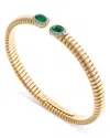 Alberto Milani 18k Yellow Gold Via Giardino Tubogas Domed Emerald Cabochon & Diamond Bracelet In Green/gold