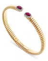 Alberto Milani 18k Yellow Gold Via Giardino Tubogas Domed Emerald Cabochon & Diamond Bracelet In Red/gold