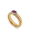 Alberto Milani 18k Yellow Gold Via Giardino Tubogas Domed Ruby Cabochon & Diamond Ring In Pink/gold
