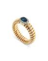 Alberto Milani 18k Yellow Gold Via Giardino Tubogas Domed Sapphire Cabochon & Diamond Ring In Blue/gold