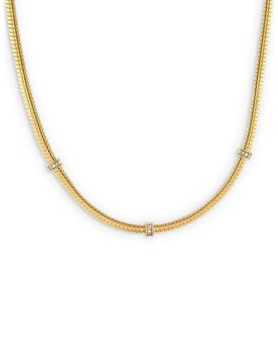 Alberto Milani 18k Yellow Gold Via Mercanti Diamond Three Station Tubogas Collar Necklace, 17