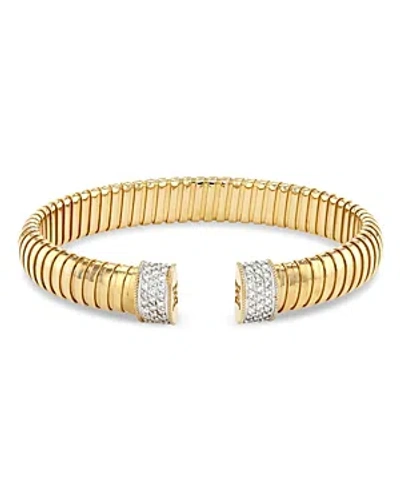 Alberto Milani 18k Yellow Gold Via Mercanti Diamond Tubogas Cuff Bangle Bracelet