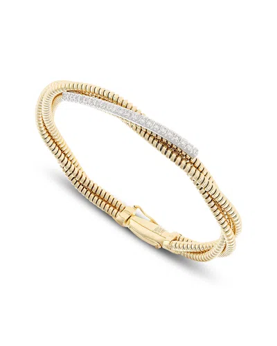 Alberto Milani 18k Yellow Gold Via Mercanti Diamond Twisted Tubogas Bangle Bracelet, 0.34 Tcw In Pink