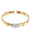 Alberto Milani 18k Yellow Gold Via Mercanti Tubogas Diamond Cylinder Bangle Bracelet In Gold