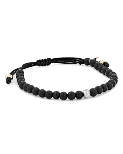 Alberto Milani Men's 18k White Gold, Diamond & Onyx Beaded Bracelet In Black/white