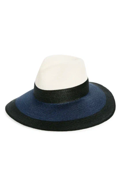 Albertus Swanepoel Helios Colorblock Straw Sun Hat In Vanilla Black Midnight