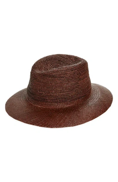 Albertus Swanepoel Open Weave Straw Panama Hat In Rust