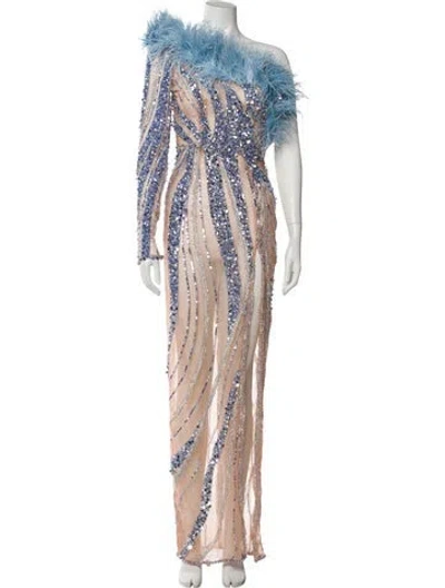 Pre-owned Albina Dyla Lace Pattern Long Dress In Multi