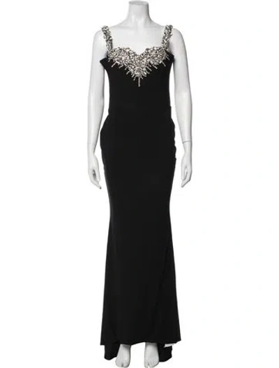 Pre-owned Albina Dyla Square Neckline Long Dress In Black