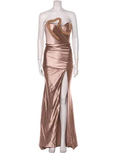 Pre-owned Albina Dyla Strapless Long Dress In Pink