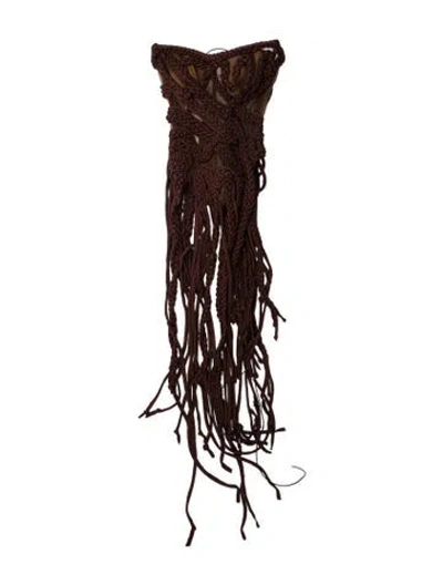 Pre-owned Albina Dyla Strapless Top In Brown