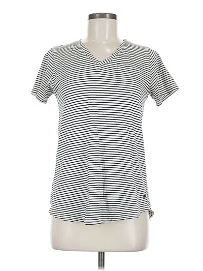 Pre-owned Albion Short Sleeve Top Gray Stripes Pattern V-neck Tops
