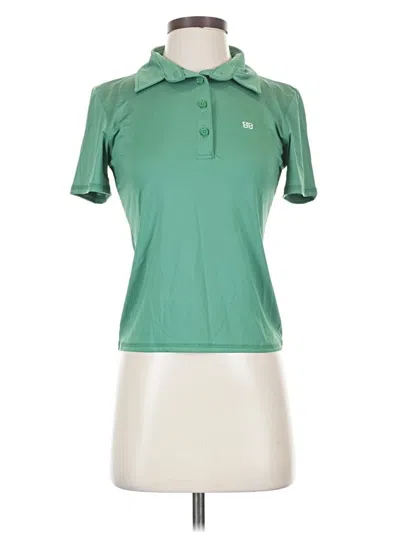 Pre-owned Albion Short Sleeve Top Green Collared Neckline Tops