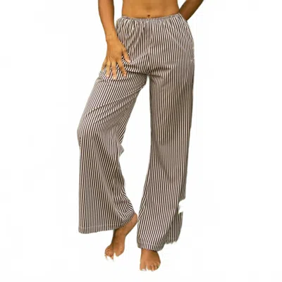 Albion Slip On Trouser In Cream Cocoa Stripe In Brown
