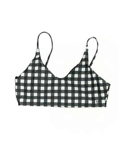 Pre-owned Albion Swimsuit Top Black Checkered/gingham Pattern Swimwear