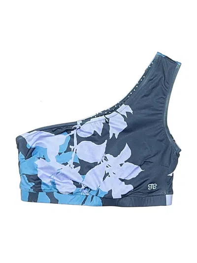 Pre-owned Albion Swimsuit Top Blue Floral Pattern Swimwear