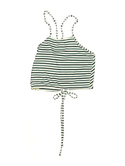 Pre-owned Albion Swimsuit Top Green Stripes Pattern Swimwear