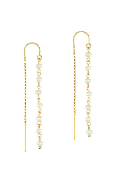 Albisia Pearl Drop Threaders In 14k Gold Filled/pearl