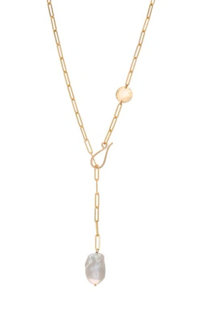 Albisia Veda Baroque Pearl Lariat In Multi