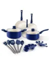 Albo Brands Art And Cook Ceramic Nonstick 22-pc. Cookware Set In Blue