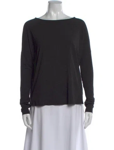 Pre-owned Album Di Famiglia Bateau Neckline Long Sleeve Top In Black