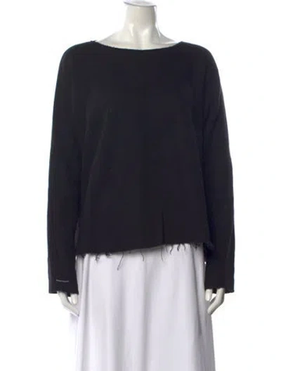 Pre-owned Album Di Famiglia Bateau Neckline Long Sleeve Top In Black