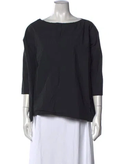 Pre-owned Album Di Famiglia Bateau Neckline Three-quarter Sleeve Top In Black