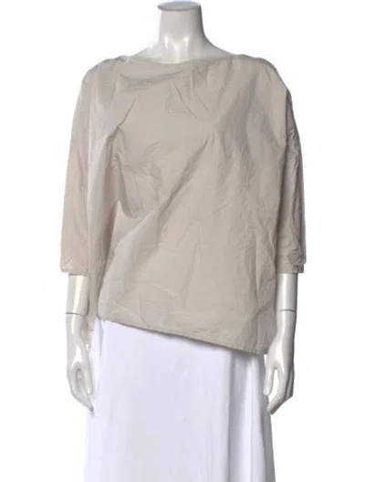 Pre-owned Album Di Famiglia Bateau Neckline Three-quarter Sleeve Top In Gray