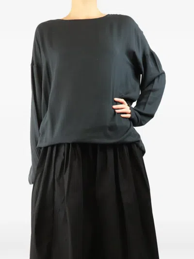 Pre-owned Album Di Famiglia Boat-neck Long-sleeve Tunic In Black