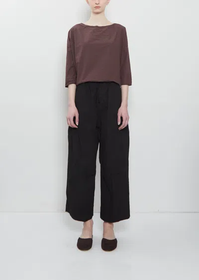 Album Di Famiglia Compact Cotton Wide & Short Knee Pant In Black