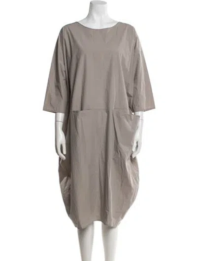 Pre-owned Album Di Famiglia Crew Neck Knee-length Dress In Gray