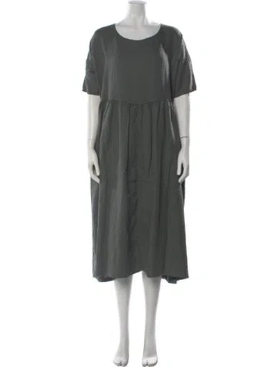 Pre-owned Album Di Famiglia Crew Neck Long Dress In Gray