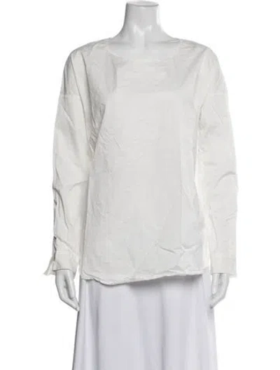 Pre-owned Album Di Famiglia Crew Neck Long Sleeve Top In White