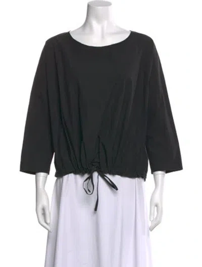 Pre-owned Album Di Famiglia Crew Neck Three-quarter Sleeve Top In Black