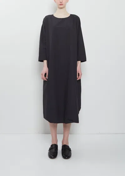 Album Di Famiglia Light Poplin 3/4 Sleeve Tunic Dress In Black