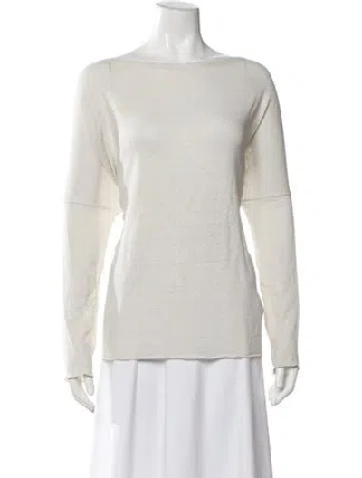 Pre-owned Album Di Famiglia Linen Bateau Neckline Top In Neutral