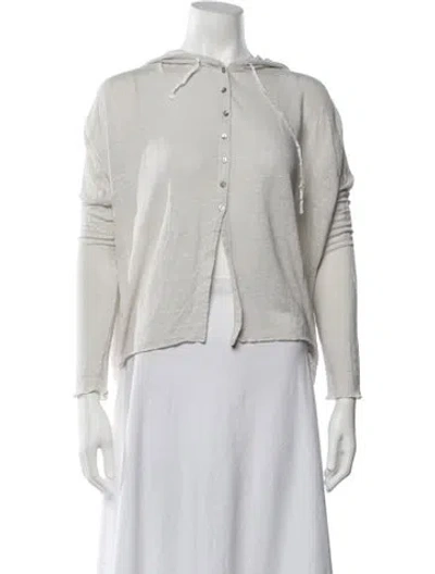 Pre-owned Album Di Famiglia Linen Open Front Sweater In Grey