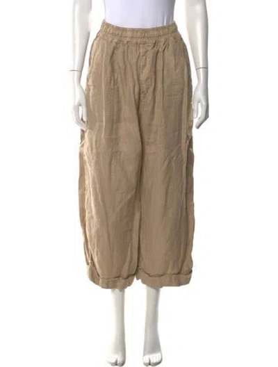 Pre-owned Album Di Famiglia Linen Wide Leg Pants In Neutral