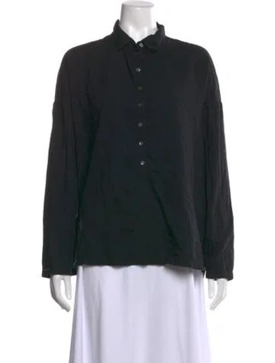 Pre-owned Album Di Famiglia Long Sleeve Button-up Top In Black
